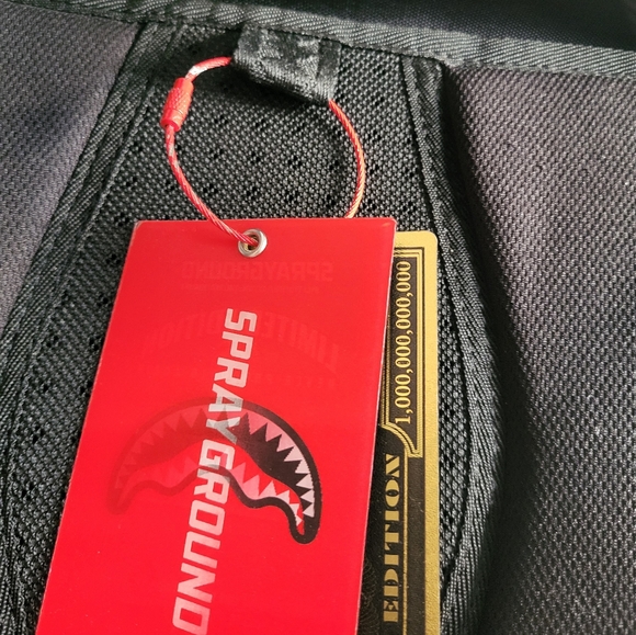 Sprayground backpack gray checkered and silver drip print - Picture 7 of 9